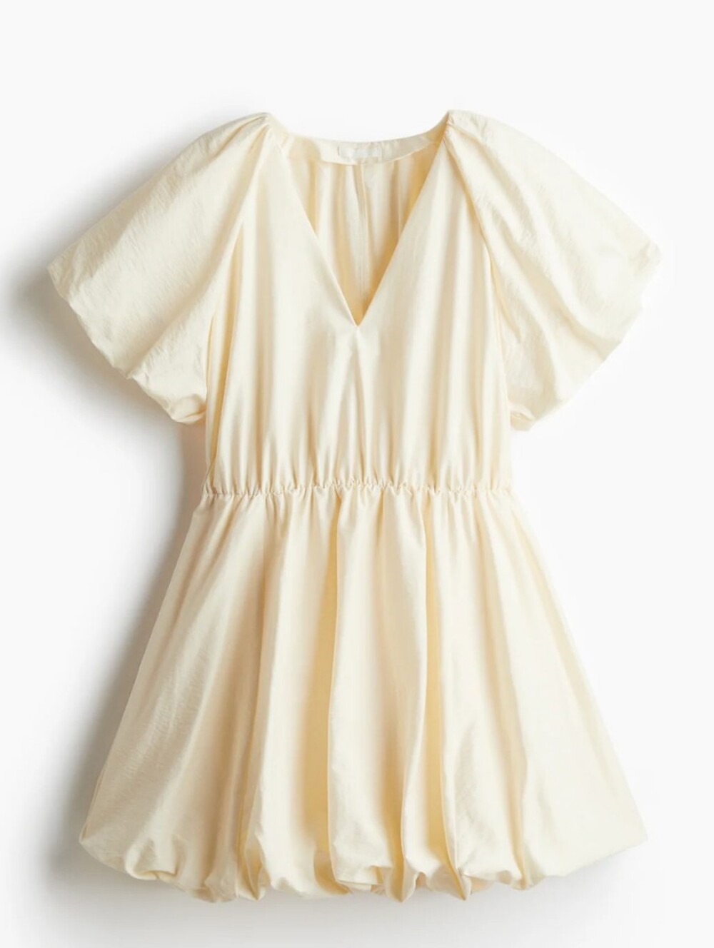 NWT H&M Cream Bubble Hem Dress Poof Short Size Small Cotton Lining